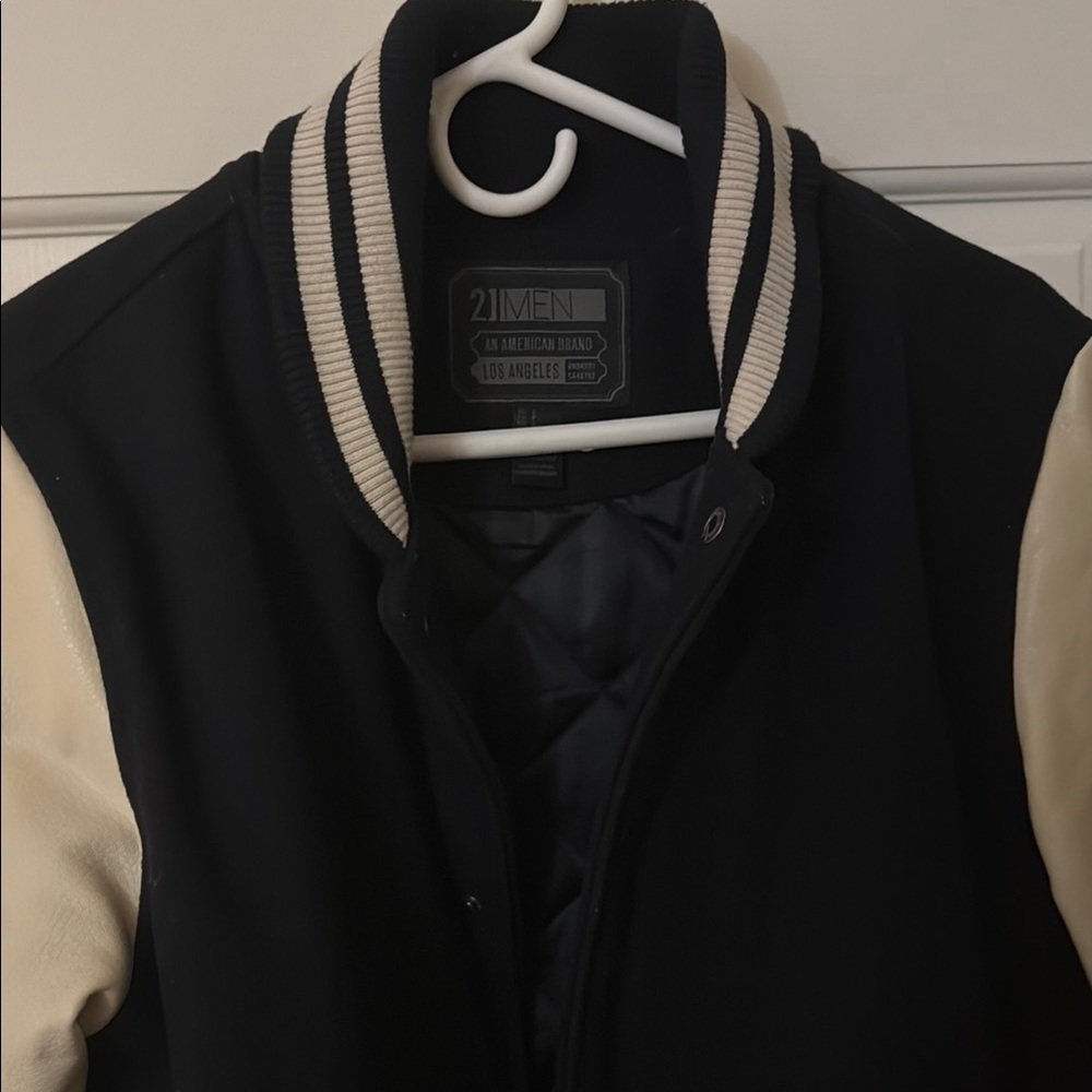 21men Black and Cream Varsity Jacket